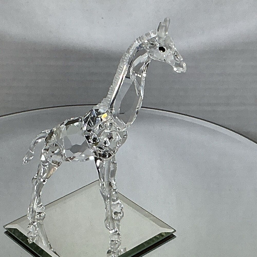 Swarovski Crystal BABY GIRAFFE 7603 Clear New In Box 5.5" Retired W/ Mirror - Picture 3 of 7